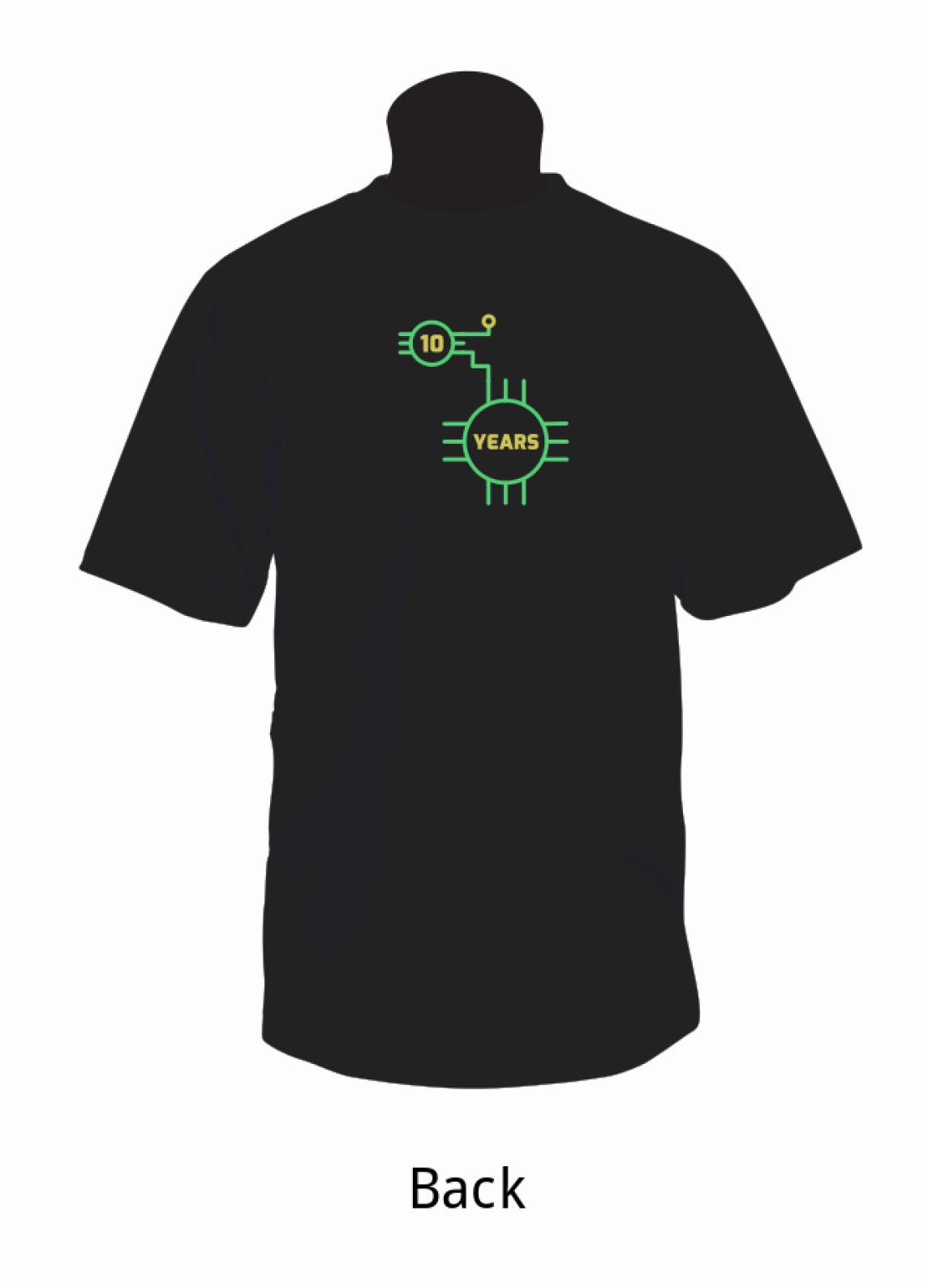 The back of the shirt, that says "10 years"