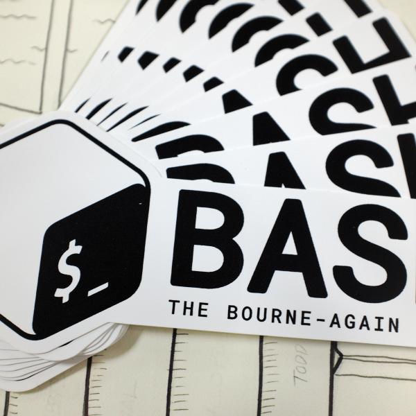 BASH sticker spread out in a fan like arrangement