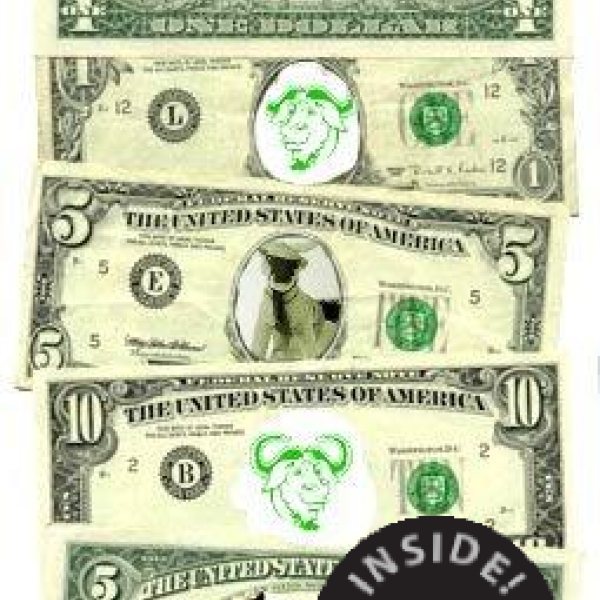 Fronts and backs of GNU Bucks